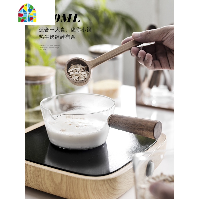 玻璃小奶锅家用婴儿辅食锅专用明火热单柄奶煮面锅透明迷你泡面锅 FENGHOU 600ML大号奶锅高清大图