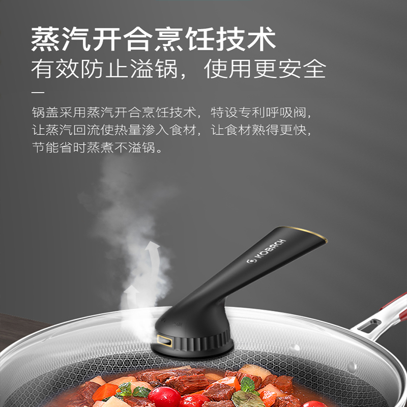 康巴赫第五代抗菌双面炒锅32cm抗菌不锈钢蜂窝平底炒菜锅电磁炉明火燃气通用高清大图