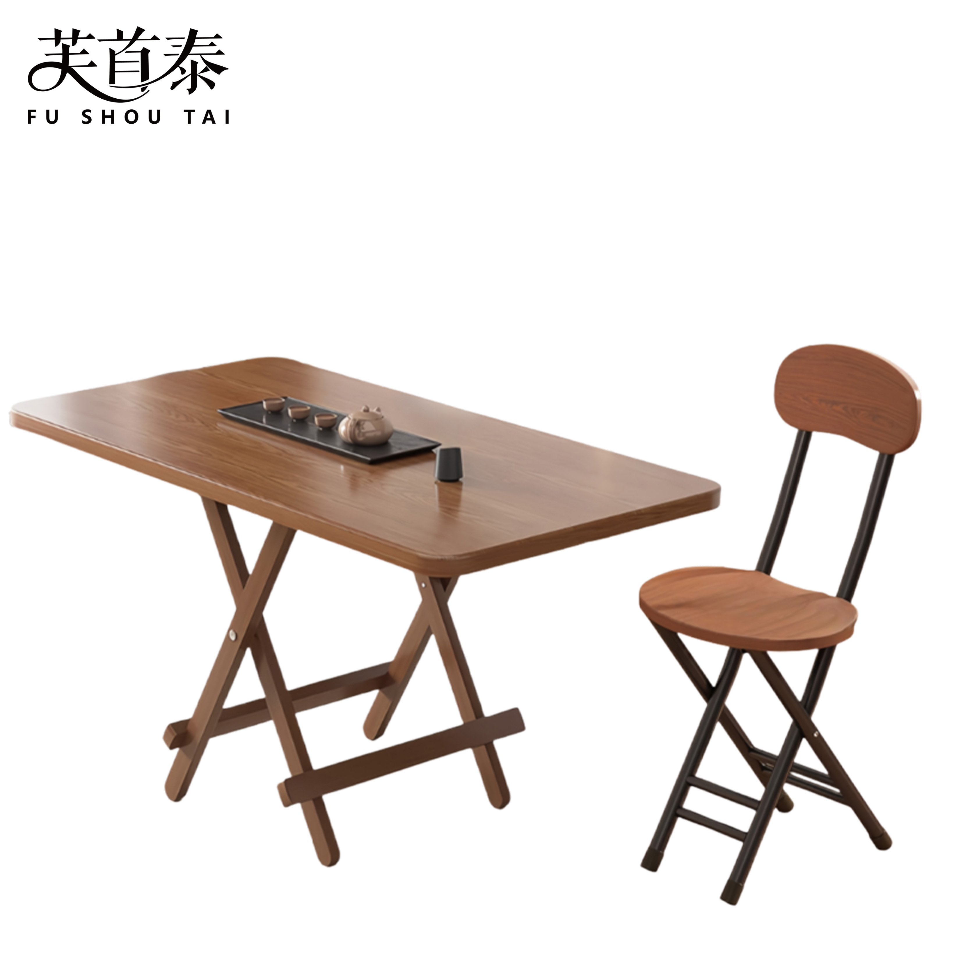 芙首泰折叠餐桌椅1000*600*720mm(1桌4椅)套高清大图