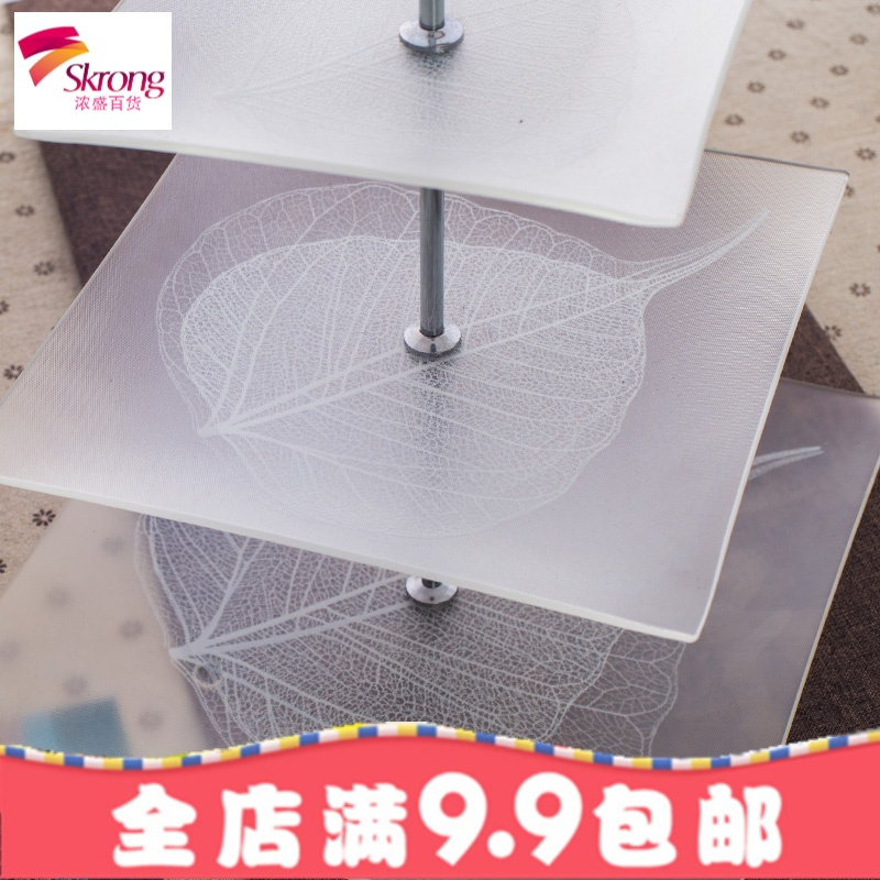 欧式客厅三层水果盘多层家用甜品台塔糕点玻璃下午茶点心蛋糕架托