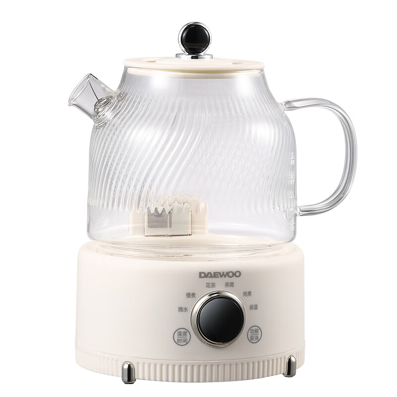 大宇(DAEWOO)养生壶全玻璃家用办公室多功能恒温花茶壶 [星云白] 1L | DYHC-1095P高清大图