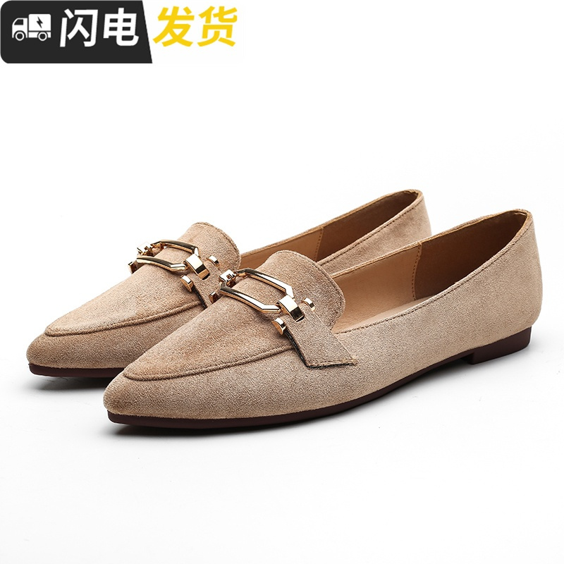 2022新款女鞋春款欧洲站晚晚鞋百搭平底尖头仙女单鞋软底豆豆鞋启如休闲鞋