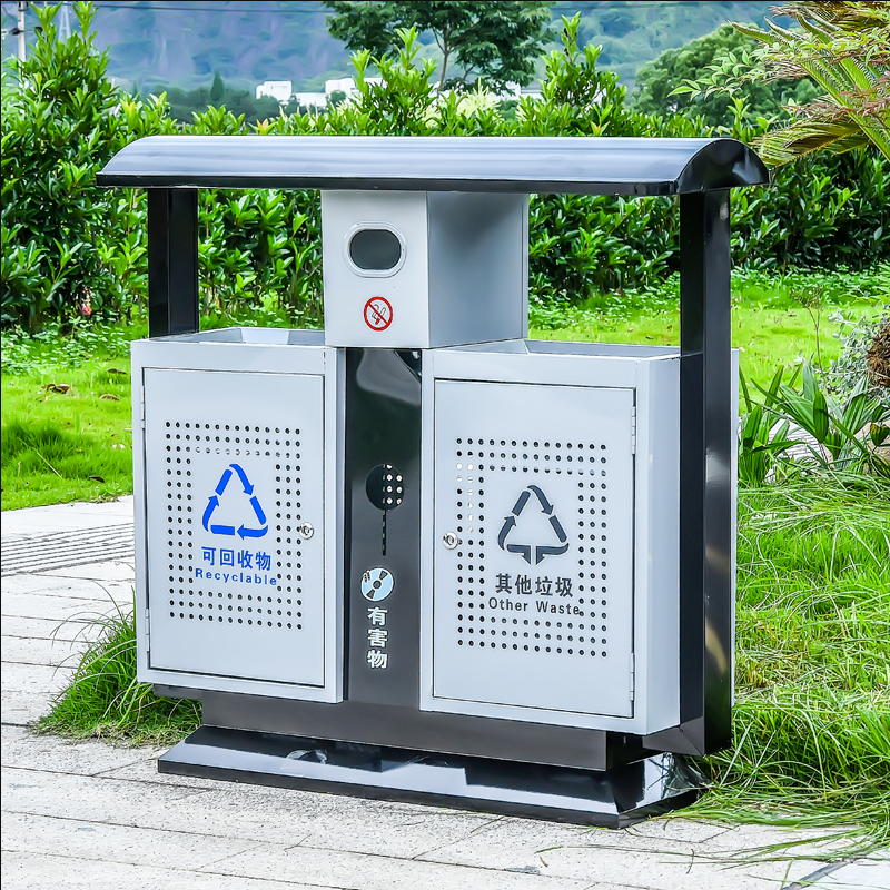 绵冠家带盖不锈钢垃圾分类脚踏垃圾桶室内写字楼商场 户外垃圾桶