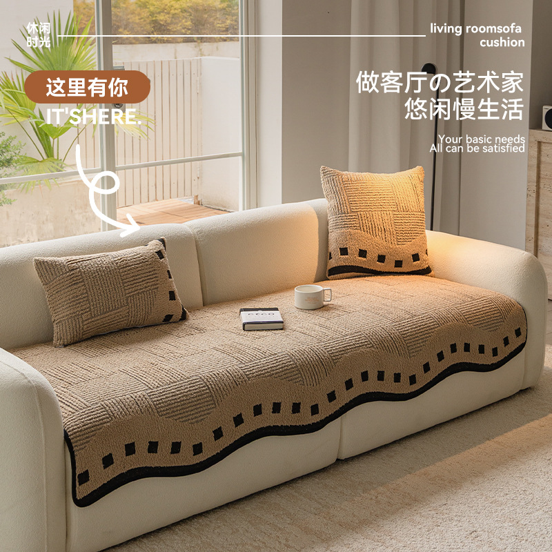 新款异形沙发垫四季通用坐垫防滑防猫抓式半边绒沙发盖布