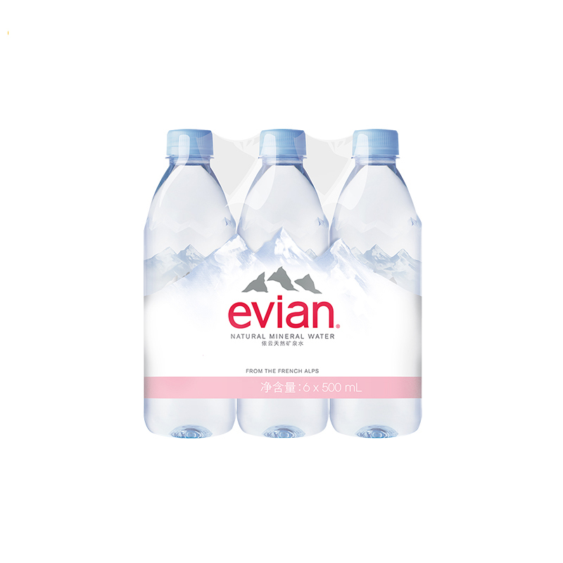 evian/依云 天然矿泉水500ml*6瓶 法国进口饮用水 正品行货
