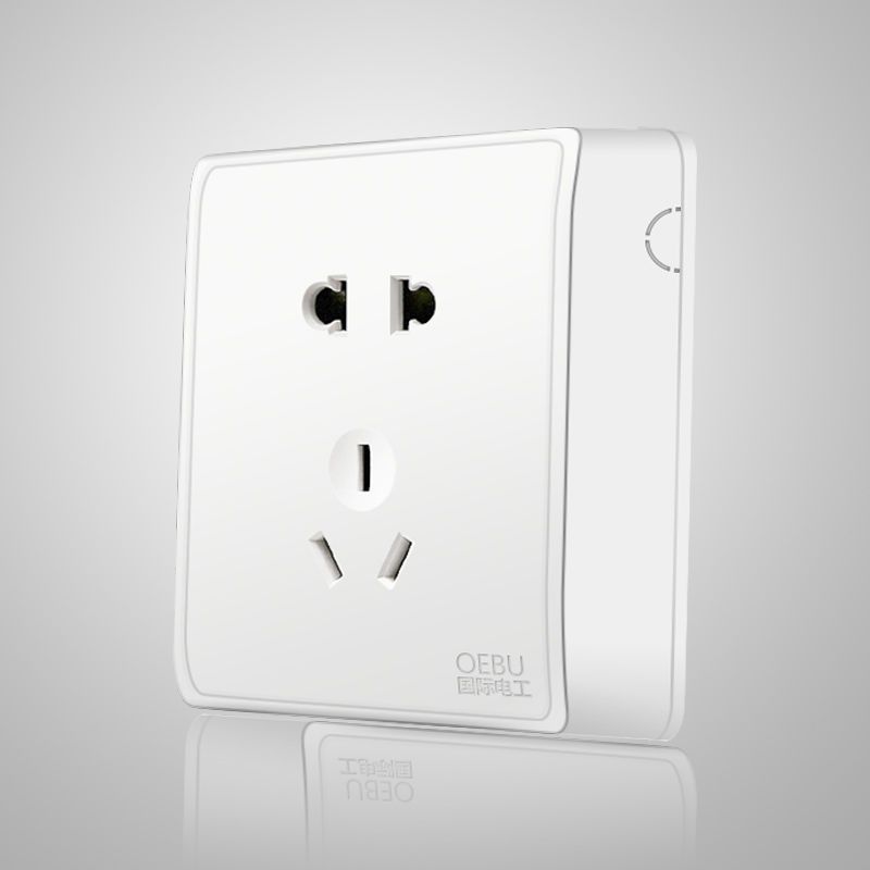 国际电工明装86一开五孔插座面板多孔16a空调usb墙壁单开开关插座