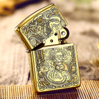 zippo打火机正版 原装正品 黄铜五面雕刻 吉祥瑞兽 貔貅 套装系列 铜 花色彩色 商务送礼 送礼佳品