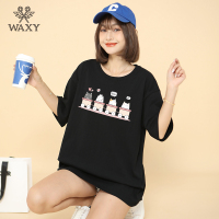 WAXY纯棉短袖女设计感小众T恤学生百搭宽松打底衫潮嘻哈甜辣上衣
