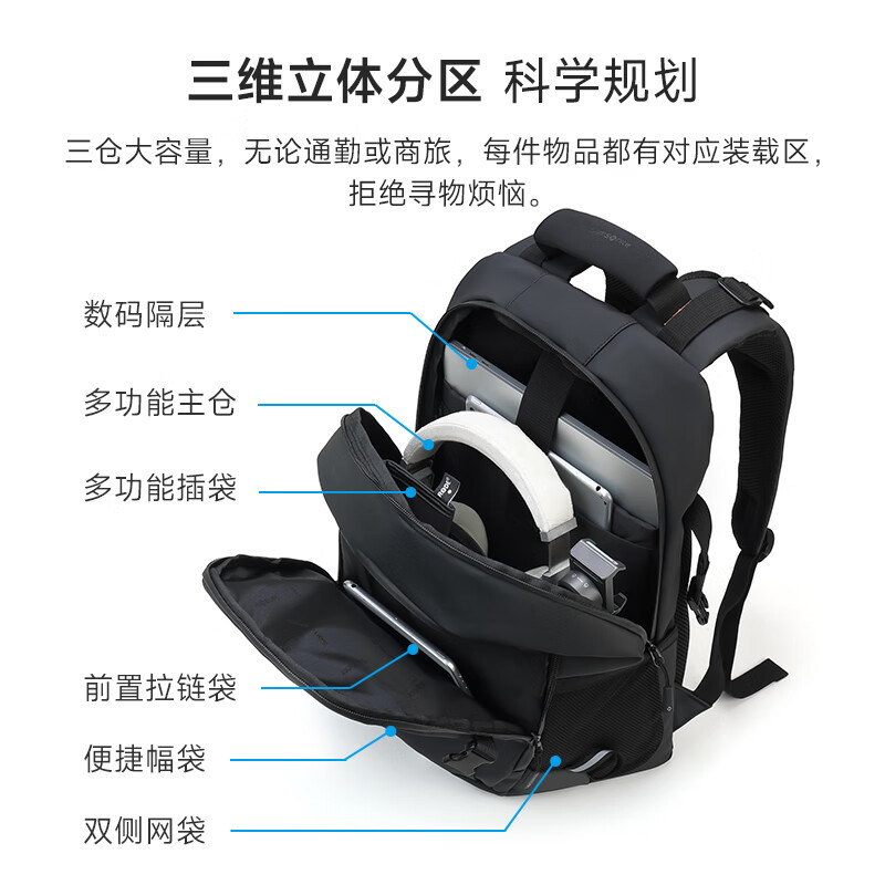 新秀丽(Samsonite)双肩包电脑包男士商务包旅行包笔记本电脑包15.6英寸BP4*003黑色