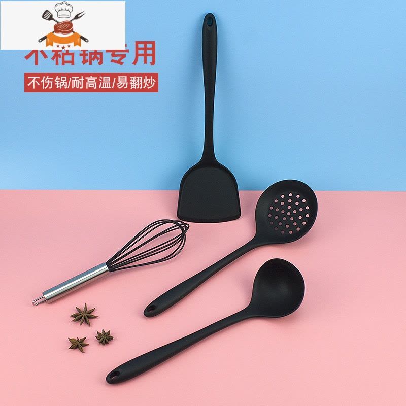 食品级硅胶锅铲汤勺漏勺套装家用可高温不粘锅专用炒菜铲勺厨具 敬平 硅胶漏勺(红)图片