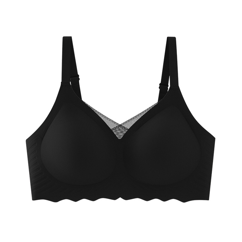 百搭小胸聚拢果冻拼接网纱内衣女防下垂走光无痕提拉水滴型文胸罩