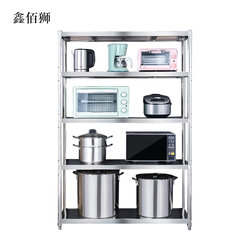 鑫佰狮不锈钢货架置物架五层落地式收纳架五层架子长90宽40高180CM高清大图