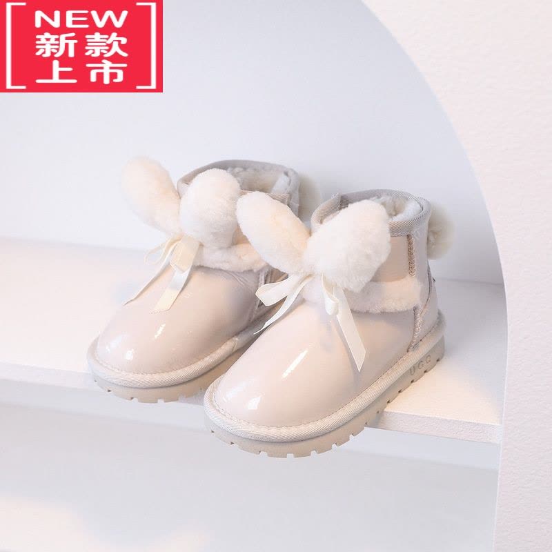 可莉允可爱卡通兔耳朵儿童雪地靴2022年冬季新款女童雪地棉鞋保暖公主靴图片