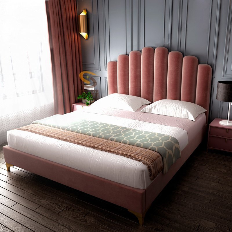 北欧布艺床港式轻奢ins网红床现代简约卧室公主床双人床18米视频