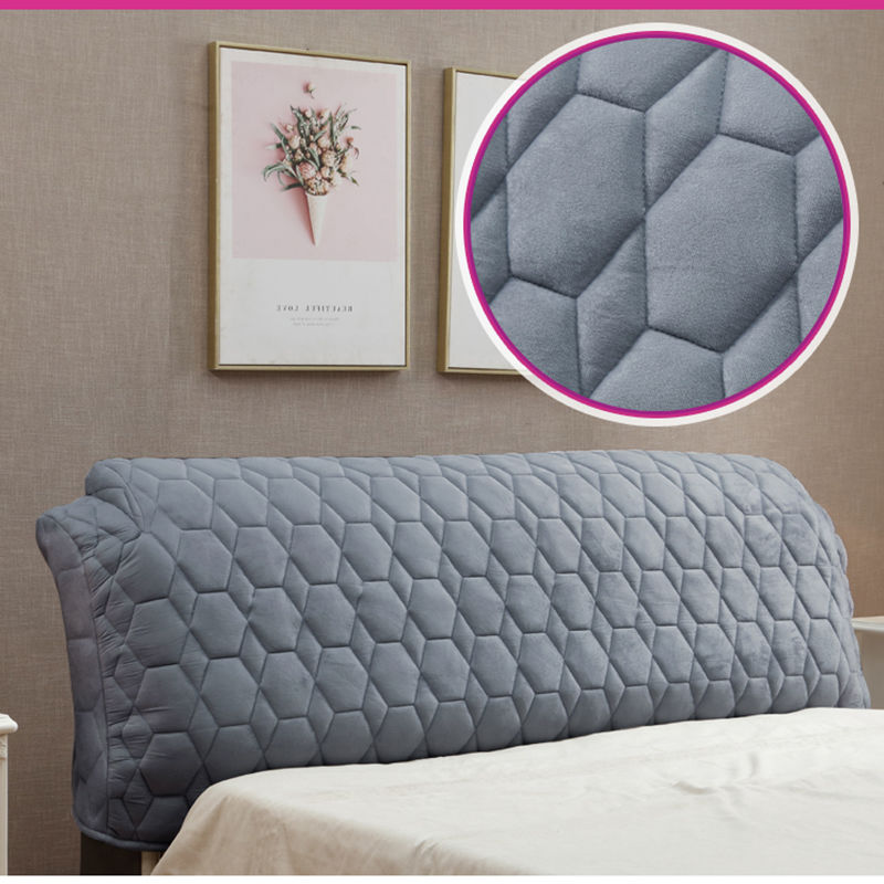 半圆形床靠背加厚弧形套布艺皮床床头罩床头|灰色水晶绒 1.4米