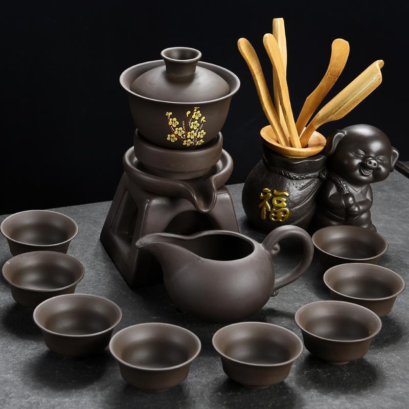 懒人紫砂茶具套装家用简约现代半全自动复古创意防烫功夫茶杯茶壶紫砂