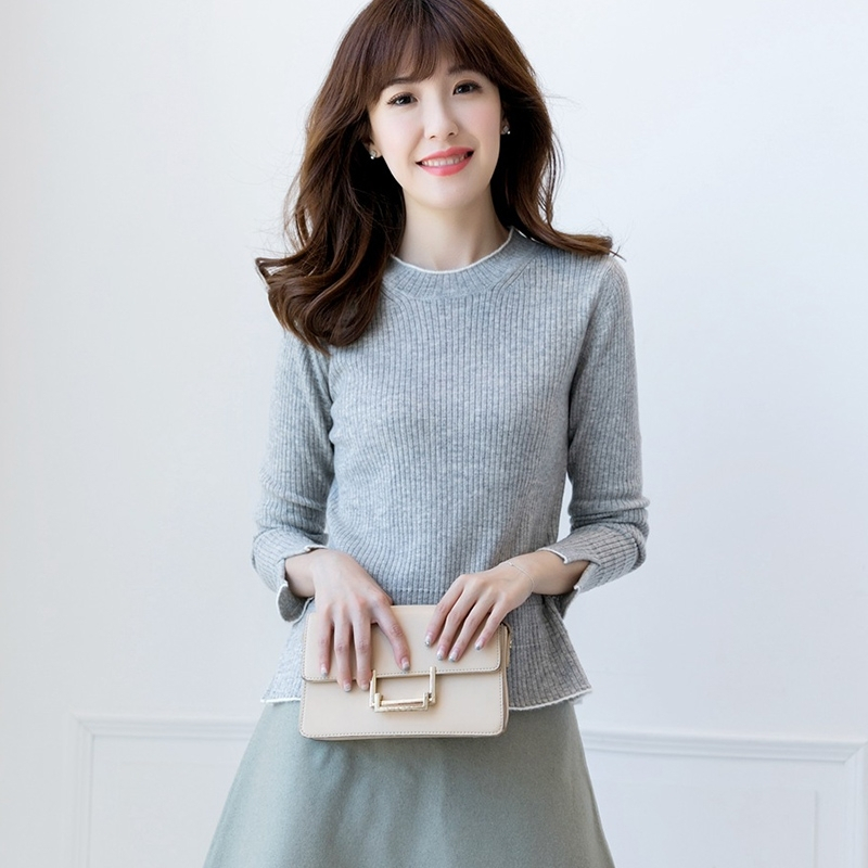 圆领纯山羊绒衫毛衣女装2018秋冬季新款套头短款网红针织打底上衣