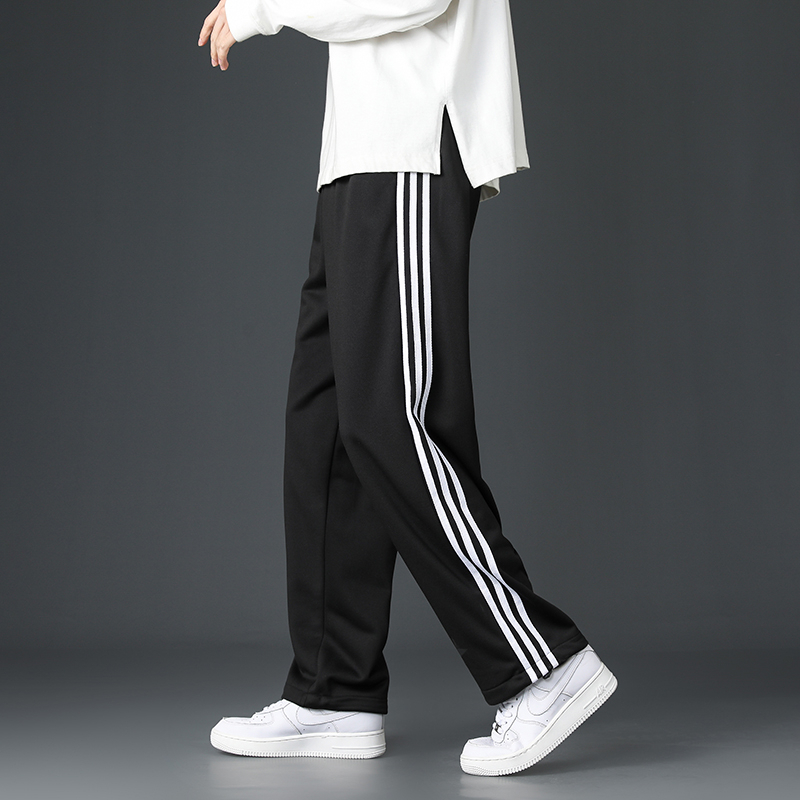伊夫狼爪yifulangzhua裤子男士2023春秋季抽绳潮流三条杠条纹卫裤宽松
