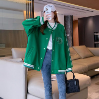 唐狮 |秋冬季外套女新款韩版宽松左胸字母棒球服外套休闲百搭潮