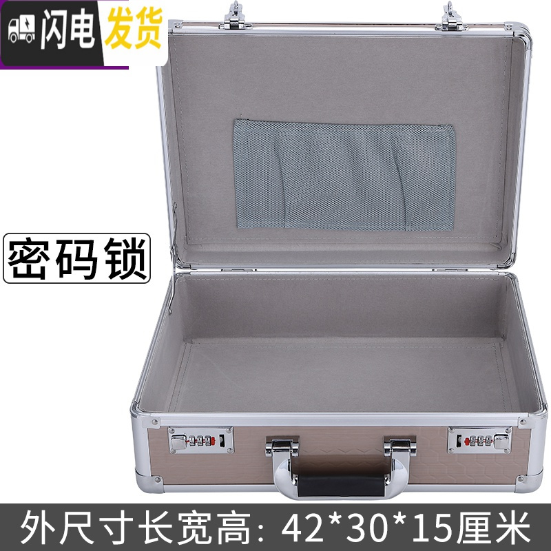 三维工匠带锁装钱的盒子多功能密码现金收纳盒放零钱收藏纸币存钱收银箱子 中号土豪金