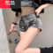 YIBUSHENG美式小众辣妹复古低腰牛仔短裤女季新款设计感印花修身休闲裤