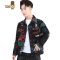 YANXU男士印花牛仔外套款韩版潮流帅气上衣服青少年休闲工装夹克衫