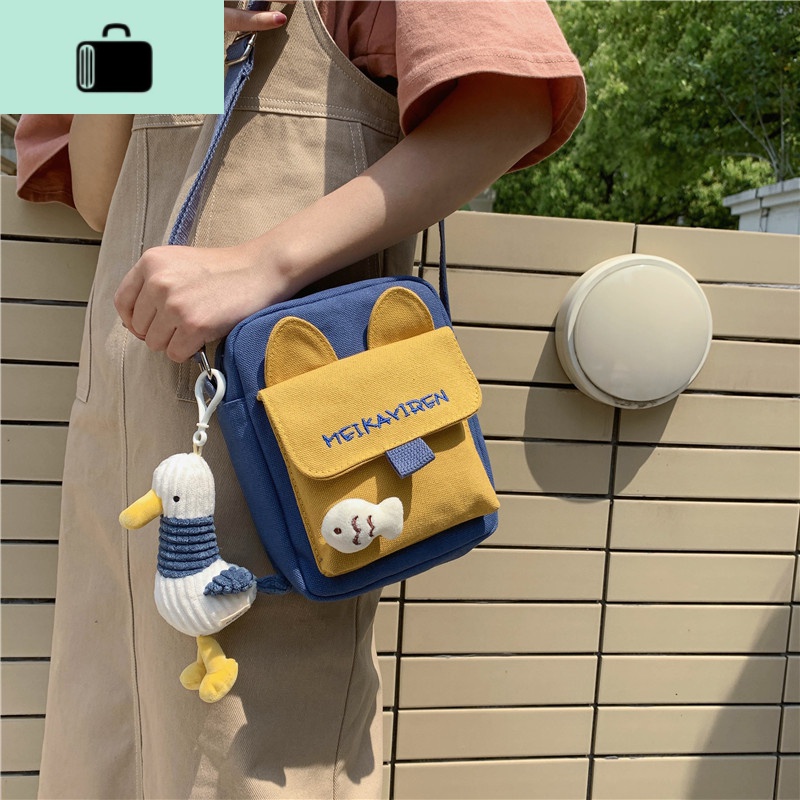 帆布小包包女2020新款ins日系斜挎包可爱百搭学生文艺单肩手机包NEWLAKE高清大图