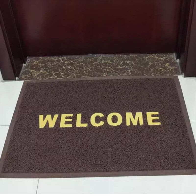 漂牌英文咖色加厚60*90cm耐磨进门防滑垫脚垫PVC丝圈地垫出口门垫图片
