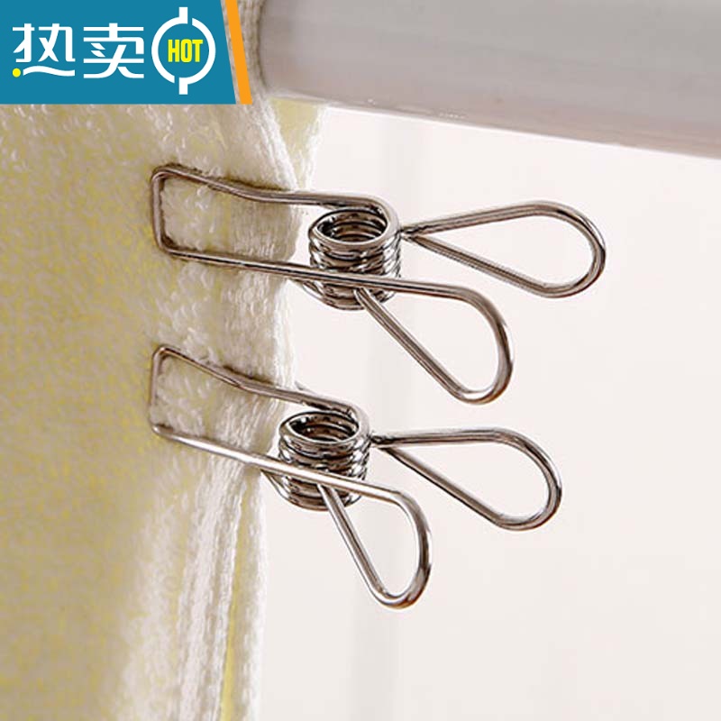 敬平40只夹子不锈钢晾晒衣服夹子晾毛巾衣夹小号防风夹子衣架办公家用 中号夹子40个装高清大图