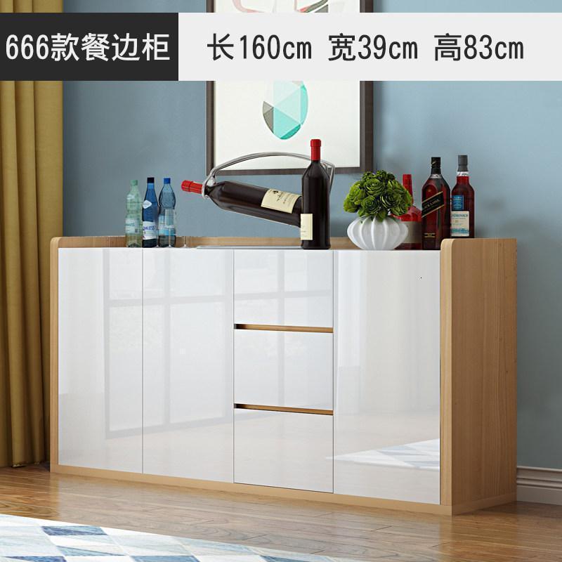 森美人北欧餐边柜微波炉厨房柜子高酒架碗柜大储物现代简约酒柜茶水柜 666款餐边柜3门