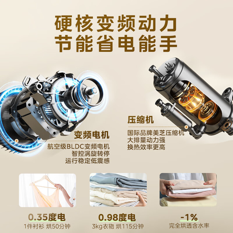 美的(Midea)10公斤热泵烘干机 干衣机家用 变频 纯平全嵌[元气2.0] 除菌除螨 毛屑过滤 MH10L7PRO高清大图