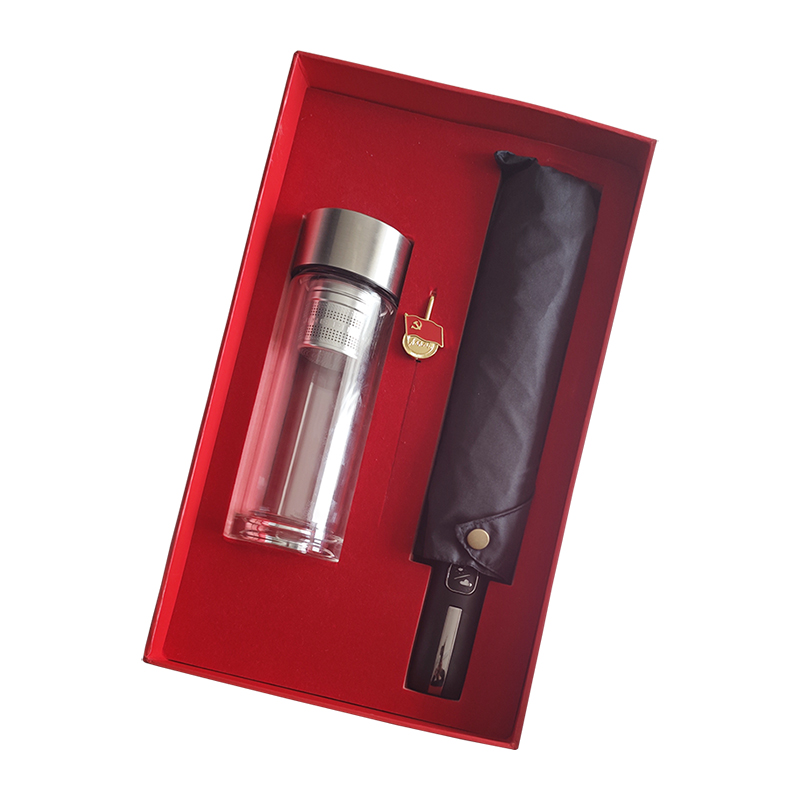 稳帆甄选 双层玻璃杯雨伞礼盒套装350ml T601/套高清大图