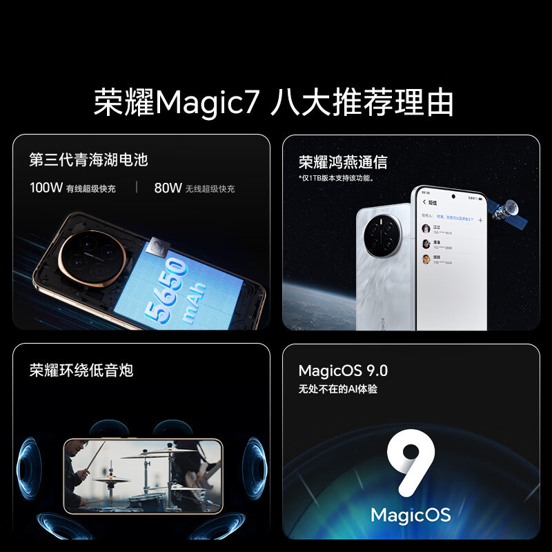 荣耀Magic7 12GB+512GB 天际蓝 骁龙8至尊版移动平台 荣耀AI自然光绿洲护眼屏 第三代青海湖电池 5G手机
