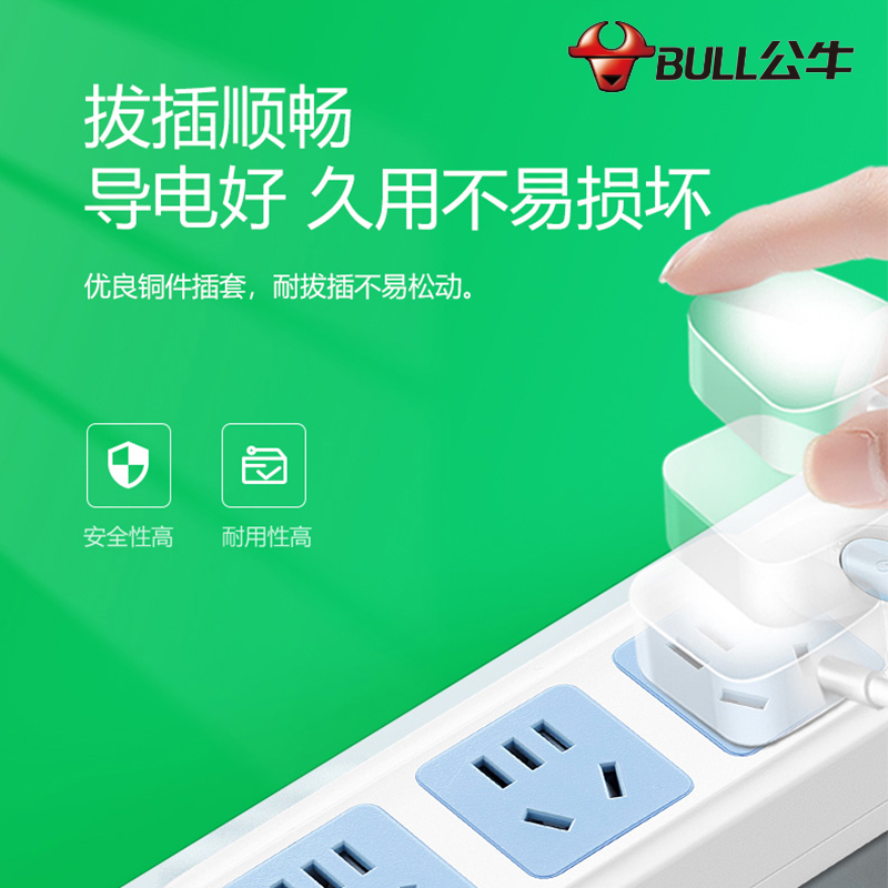 公牛两脚插排插座接线板2插头二脚眼项双孔带线延长转3脚三转换器高清大图