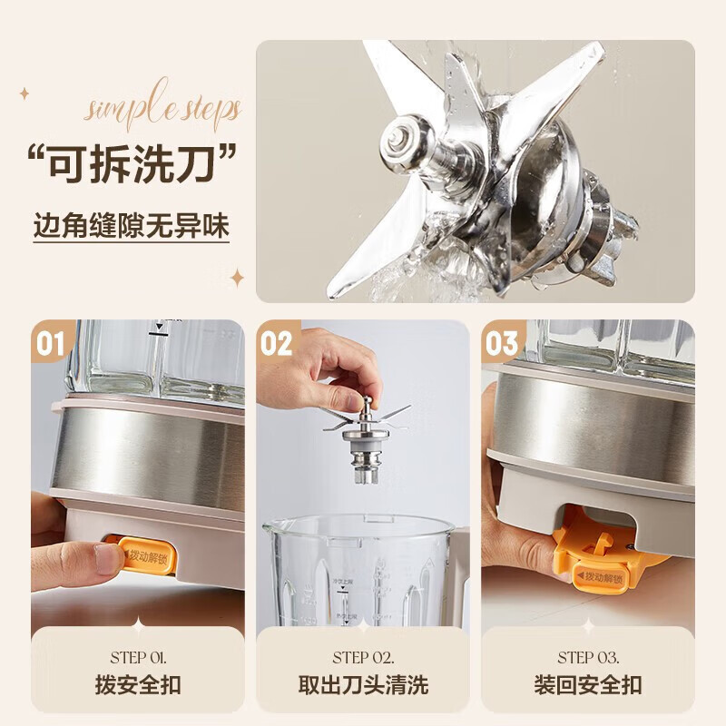 小熊(Bear)破壁机豆浆机1.5L家用可拆洗多功能米糊料理机 低音降噪破壁机高清大图