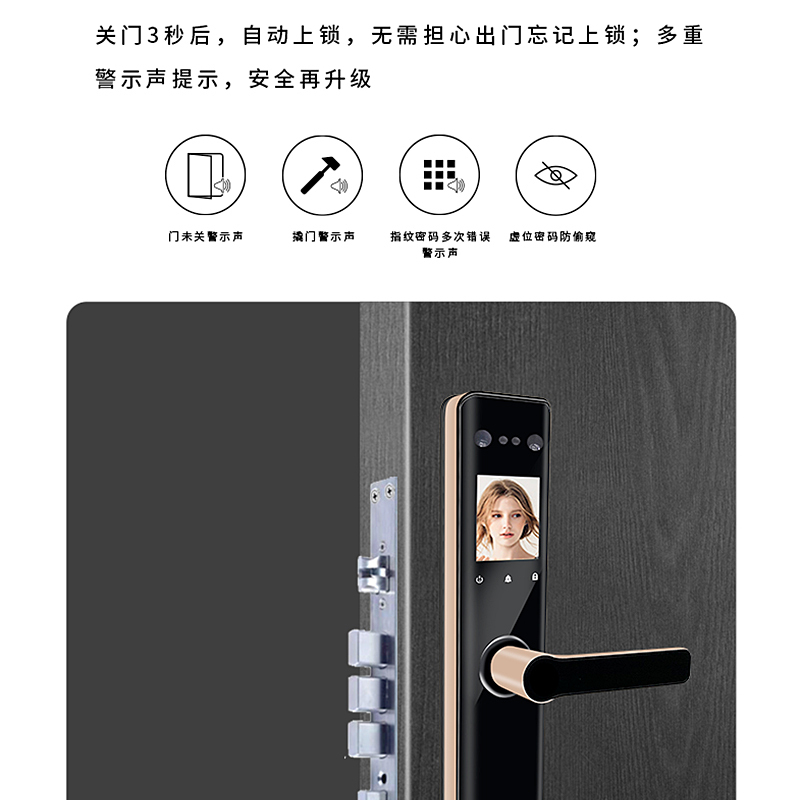 爱而福德(EFUD)E5A人脸识别智能门锁指纹锁密码锁家用全自动智能门锁指纹锁密码锁防盗门锁2.8寸彩屏内置摄像头幻影黑