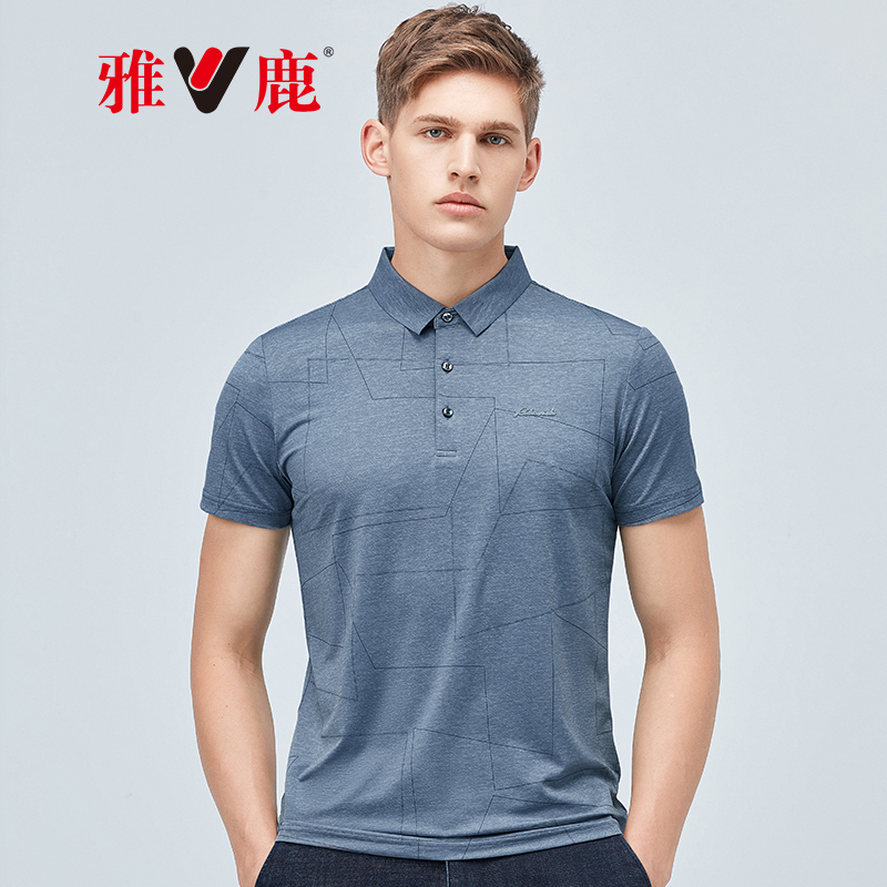 雅鹿短袖t恤男休闲轻商务2021夏季新品青年时尚潮流翻领polo上衣t