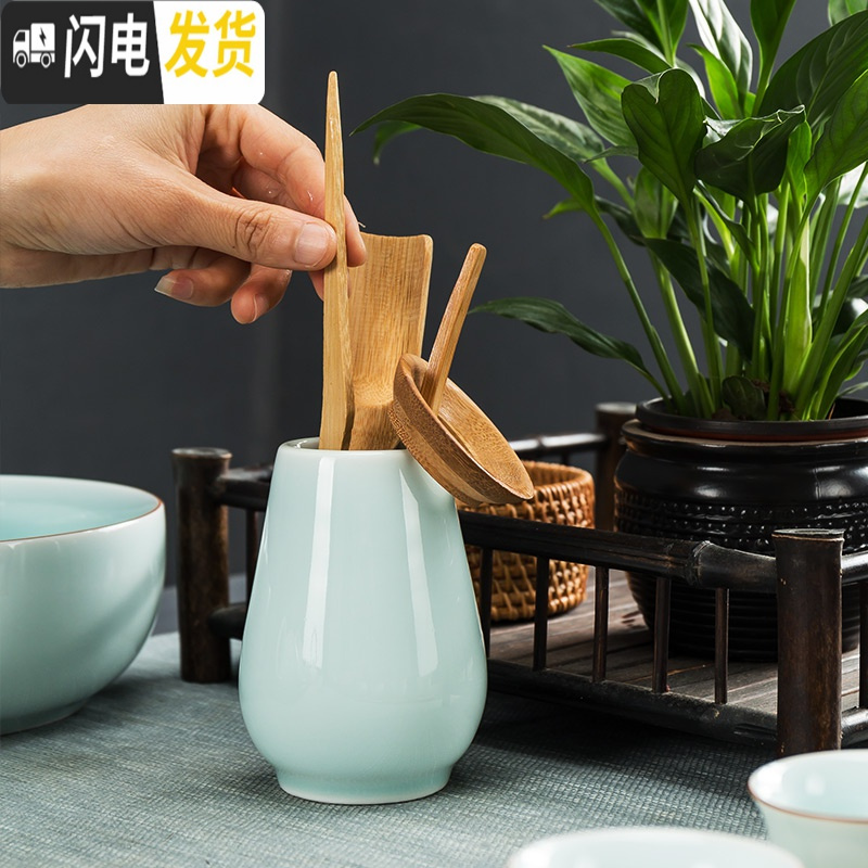 三维工匠 白瓷功夫茶具盖碗茶壶茶杯家用整套影青脂白陶瓷茶具套装 豆青盖碗组10头