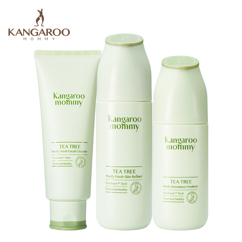 袋鼠妈妈 kangaroomommy 孕妇护肤品茶树净颜调理3件套 补水修护清爽化妆品