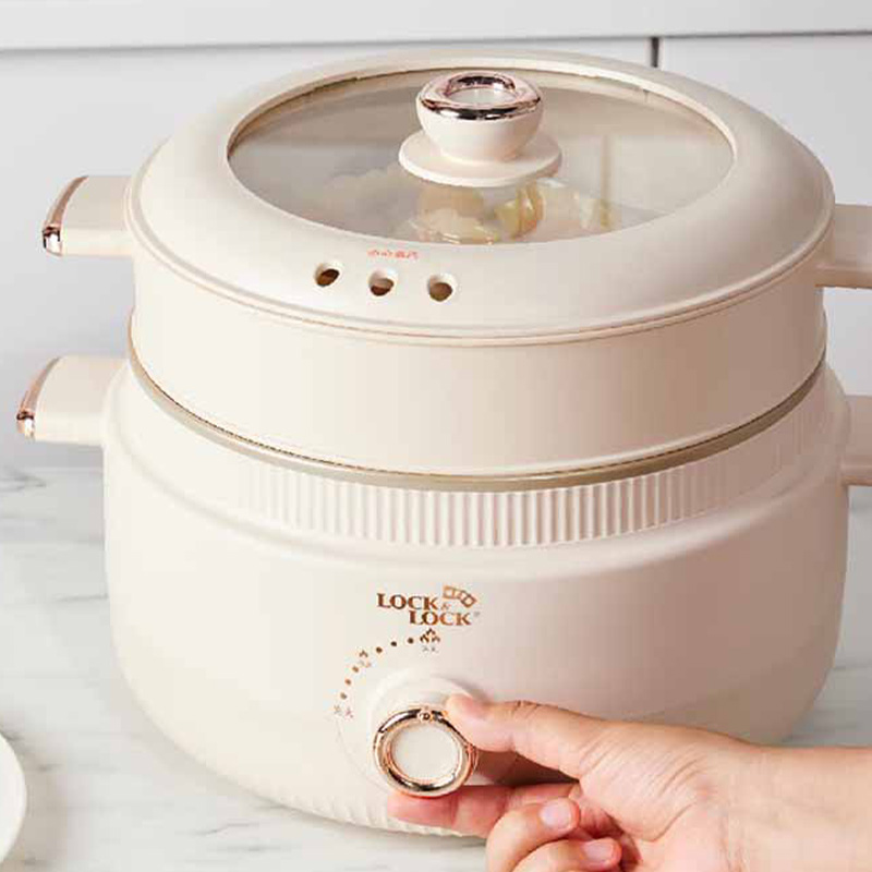 乐扣乐扣电火锅4L多功能双层大容量多用途锅EJP1357WHT高清大图