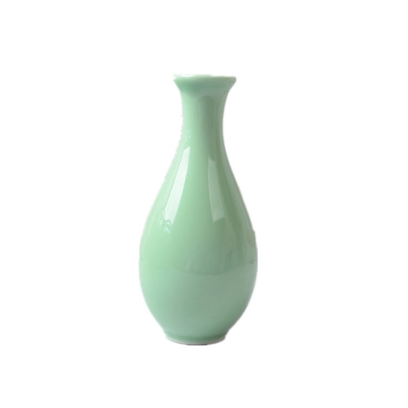 龙泉青瓷花器 家居装饰品茶道摆件陶瓷花器水培创意简约小花瓶 三维工匠 哥窰梅子青铁线高清大图