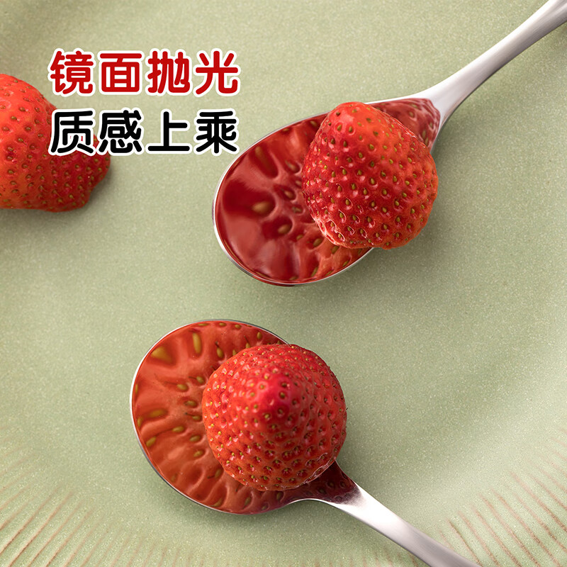 茶花(CHAHUA)304不锈钢勺子西餐勺高颜值家用韩式拌饭吃饭勺长柄汤匙餐勺037005高清大图