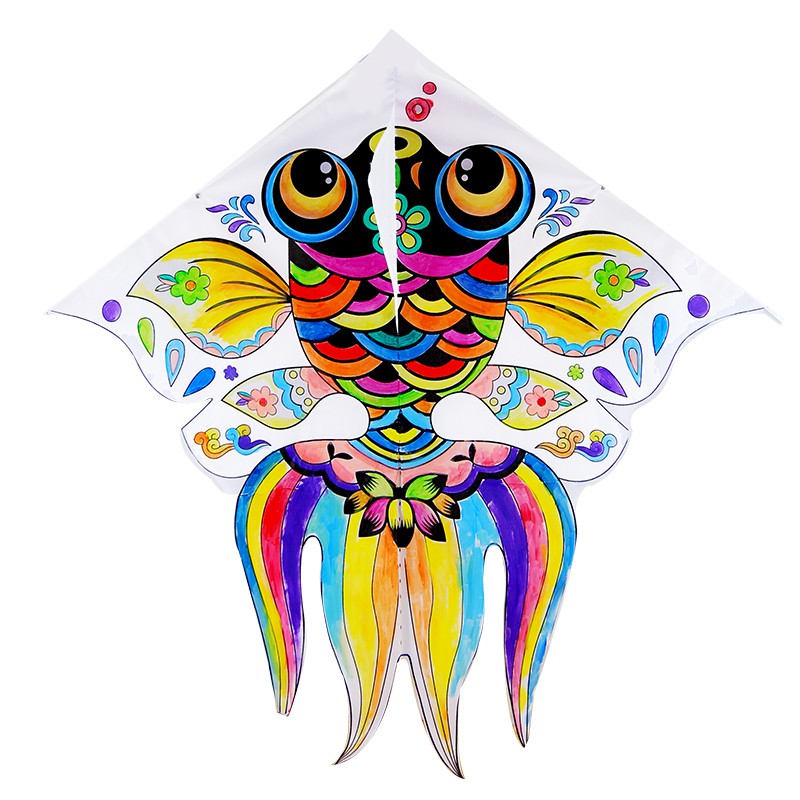 儿童手工涂色风筝金鱼蝴蝶沙燕绘画教学空白制作材料线轮微风易飞创意 三维工匠 风筝轮(已缠线)高清大图
