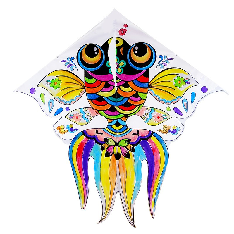 儿童手工涂色风筝金鱼蝴蝶沙燕绘画教学空白制作材料线轮微风易飞创意 三维工匠 风筝轮(已缠线)
