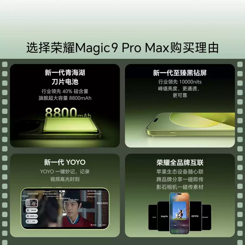 [全新]荣耀Magic9 Pro Max 12GB+512GB 影黑 第六代骁龙8超级至尊版 阿莱双两亿超清影像 8800大电池 支持NFC 红外 100W充电 手机高清大图