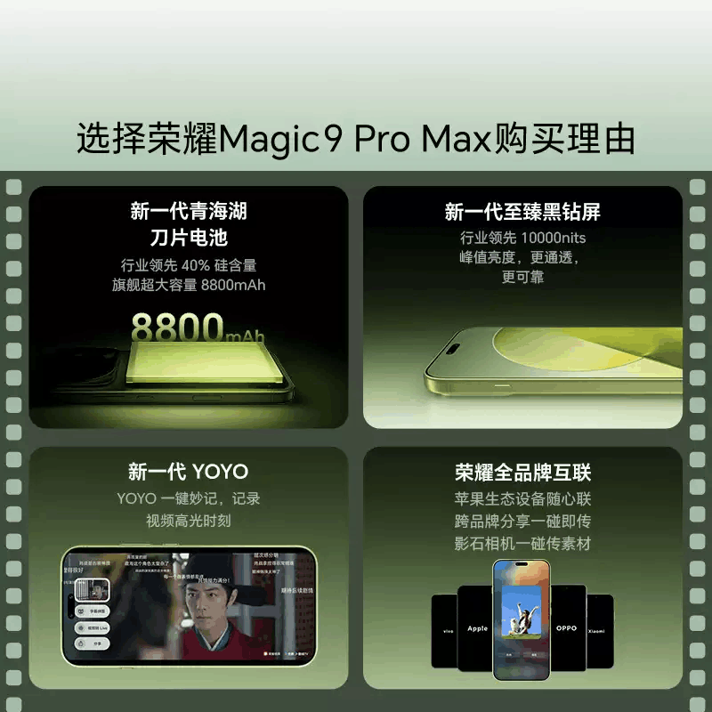 [全新]荣耀Magic9 Pro Max 12GB+512GB 影黑 第六代骁龙8超级至尊版 阿莱双两亿超清影像 8800大电池 支持NFC 红外 100W充电 手机图片