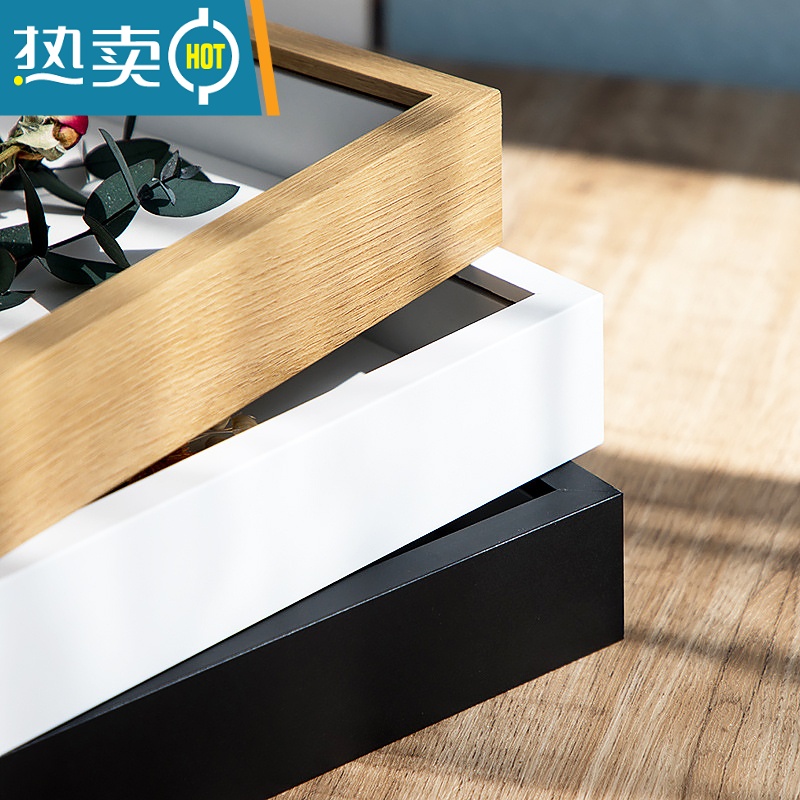 敬平放干花相框diy手工立体中空收纳制作保存满天星玫瑰花束画框摆台 白色边框中空3cm[送珍珠配件+月亮底纸) 6寸(1高清大图