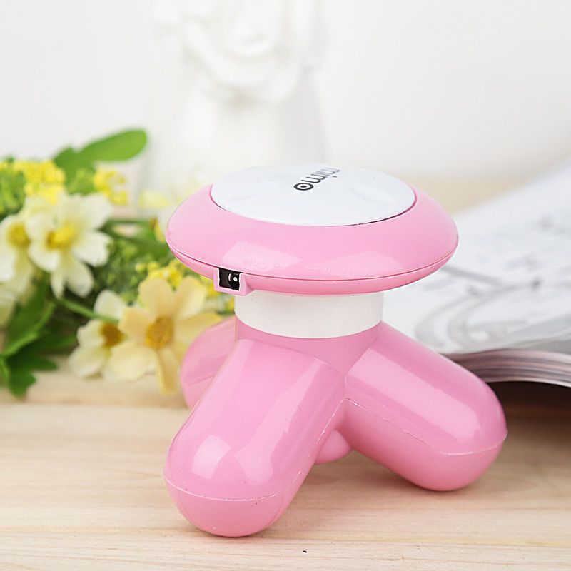 迷你按摩器小型三角电动震动便携式全身穴位颈部振动手持式多功能粉色