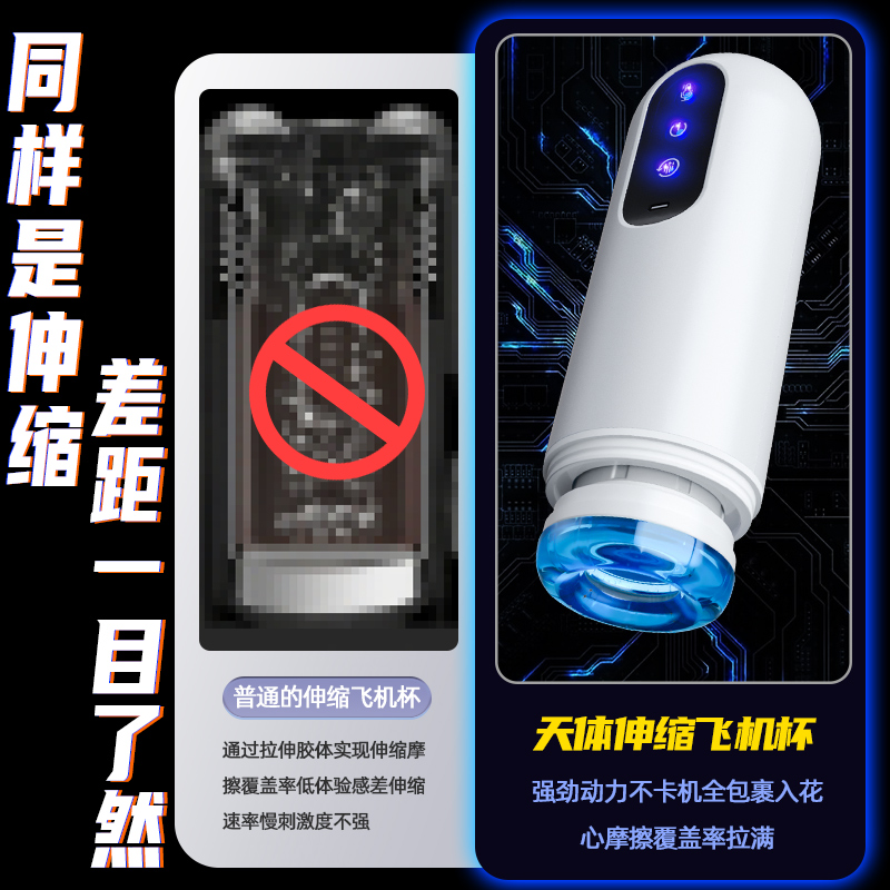 飞机杯男用伸缩全自动便携刺激性玩具强力按摩多功能双重刺激轻松使用夹吸自慰器快乐高清大图
