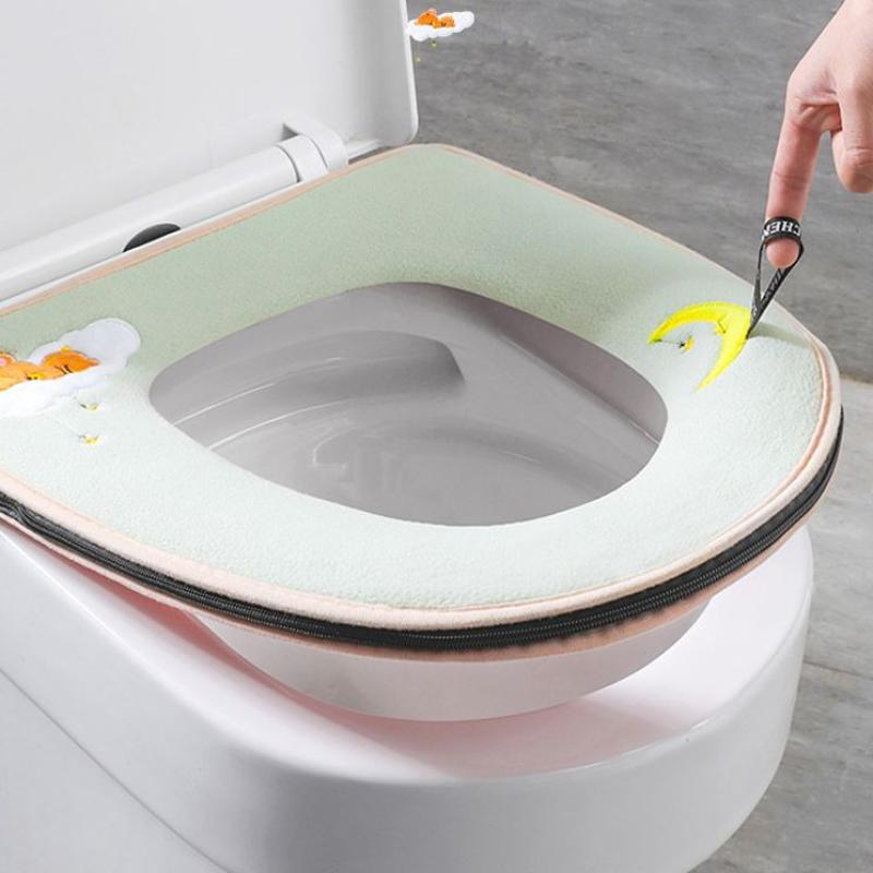 加厚马桶坐垫家用拉链款坐便器套圈四季通用可爱马桶垫子-1个开心鸭【深海蓝】;常规